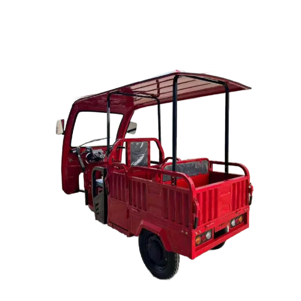 3 wheel cargo electric tricycle red side view with open cargo compartment Philippines