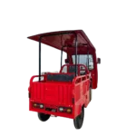 3 wheel cargo electric tricycle red rear side view with metal cargo bed Philippines