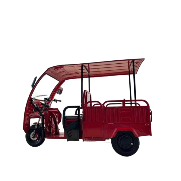 3-wheel cargo electric tricycle red side view with open cargo compartment Philippines