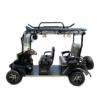 Side view of electric passenger tricycle with open seating and canopy roof design