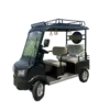 Black electric passenger tricycle with roof frame and multi-passenger seating layout