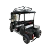 Black electric passenger tricycle with rear cargo platform and spare wheel setup