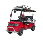 Red electric passenger tricycle with canopy roof and modern front body styling