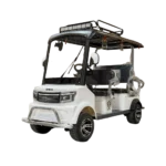 White electric passenger tricycle with roof rack and front cabin design for daily transport