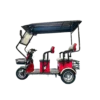 Side profile of electric tricycle with canopy roof and multiple passenger seating