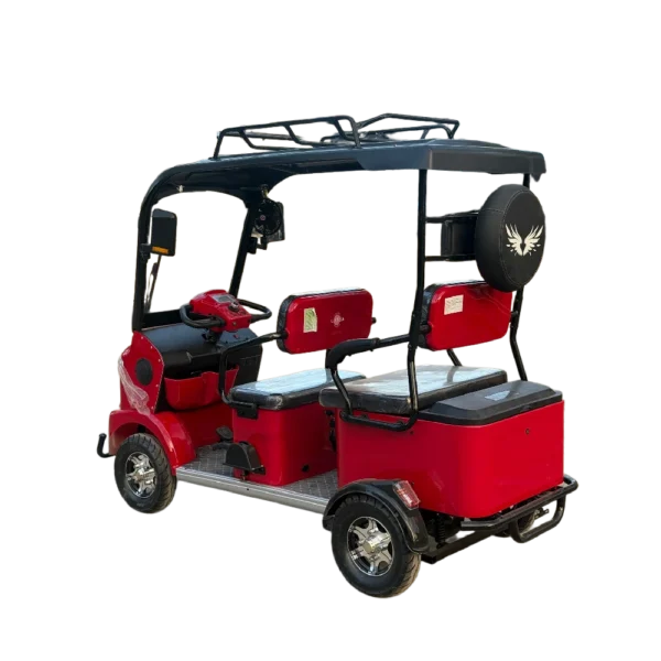 Electric tricycle with rear cargo compartment and passenger seating for business use