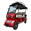 Front angled view of red electric passenger tricycle with windshield and modern design in the Philippines