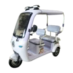 White and Light Purple electric passenger tricycle with modern design and passenger seating