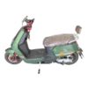 Green electric motorcycle side profile with seat and urban commuting design